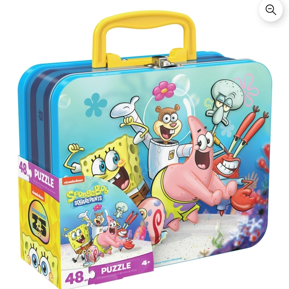 Nickelodeon SpongeBob SquarePants Puzzle Tin - Blue and Pink - Picture 10 of 12